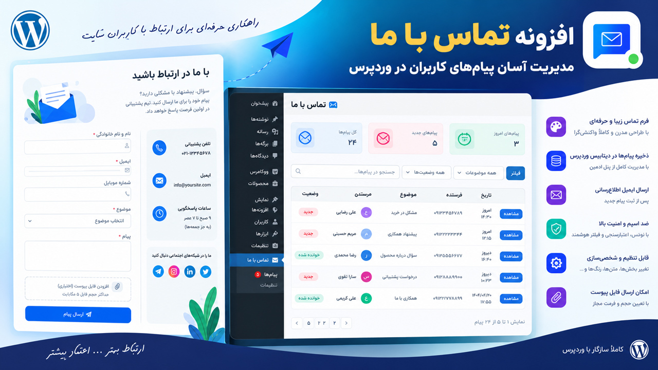 پیش نمایش افزونه تماس با ما وردپرس آرا