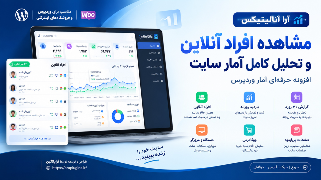 افزونه آمار وردپرس و کاربران آنلاین | آرا آنالیتیکس