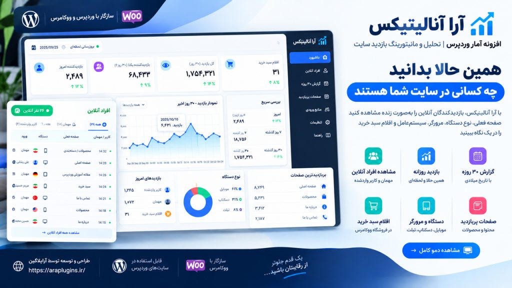 افزونه آمار وردپرس و کاربران آنلاین | آرا آنالیتیکس